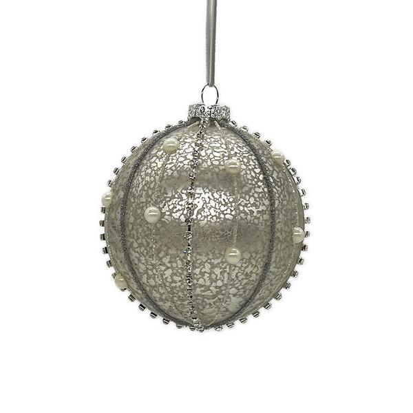 Boule en verre mercure bijoux platine 4"