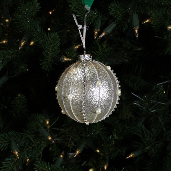 Boule en verre mercure bijoux platine 4"