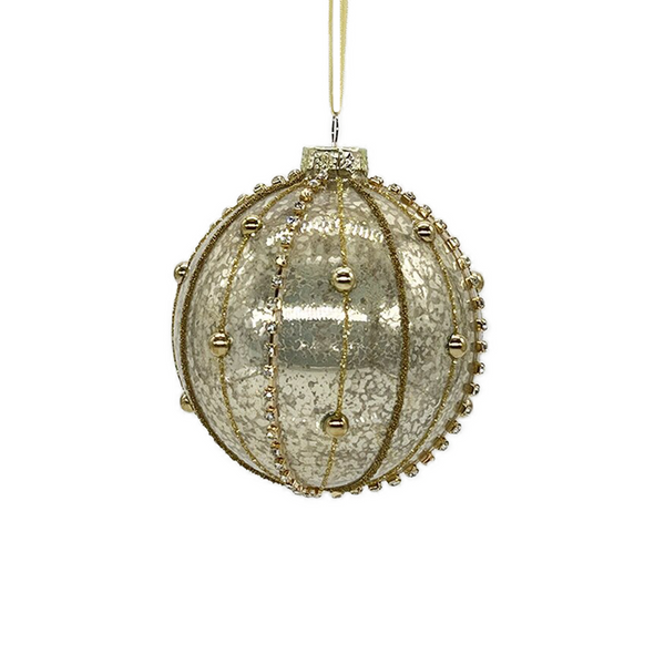 Boule en verre mercure or lignes bijoux platine 4"
