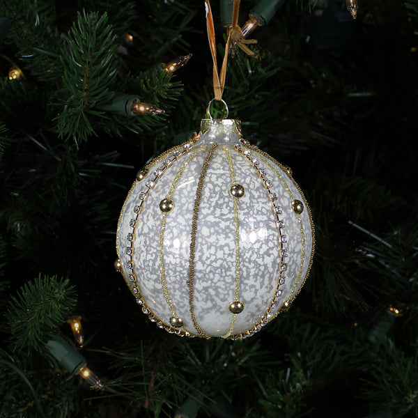 Boule en verre mercure or lignes bijoux platine 4"