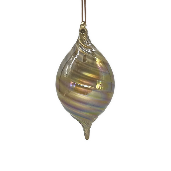 Boule en verre fleuron tourbillonnant or 4,5"