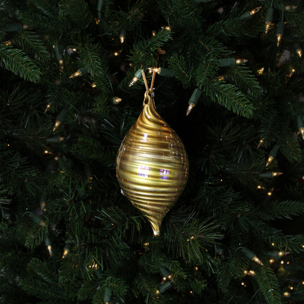 Boule en verre fleuron tourbillonnant or 4,5"