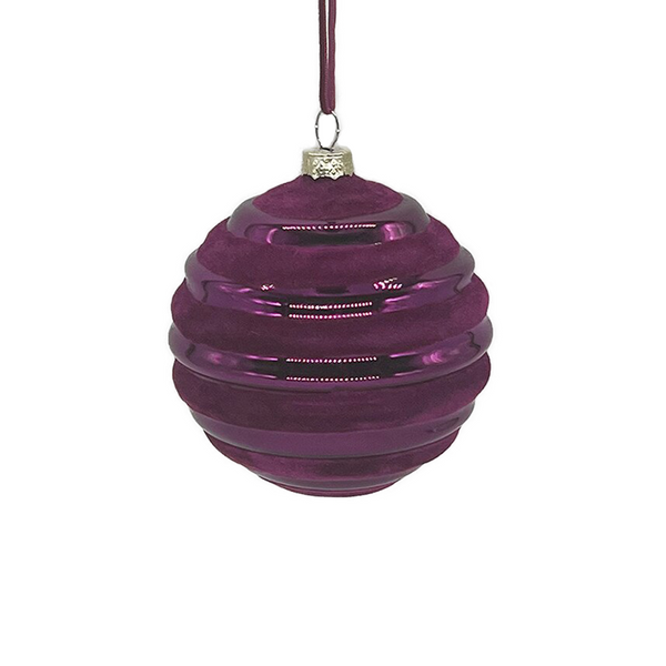 Boule en verre tourbillons daim violet 4"