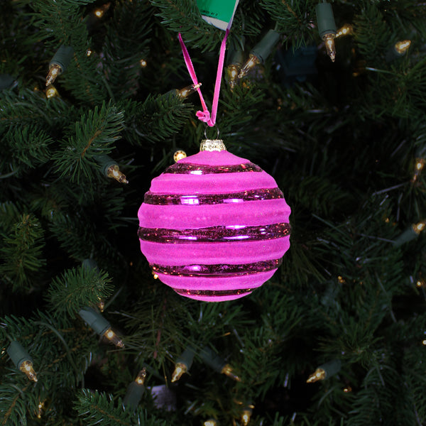 Boule en verre tourbillons daim violet 4"