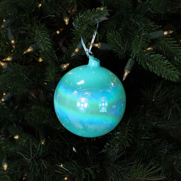 Boule en verre irisé aqua
