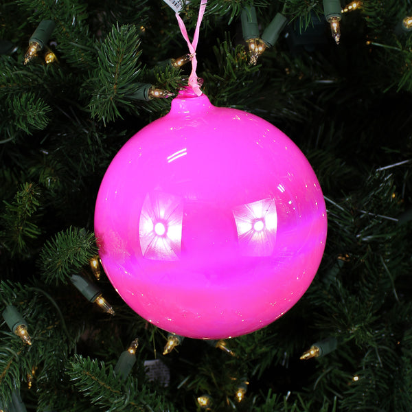 Boule en verre irisé rose vif