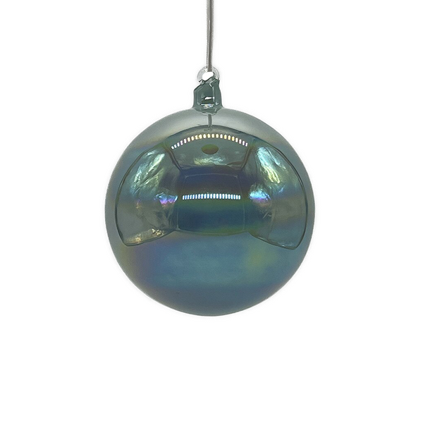 Boule en verre irisé gris acier
