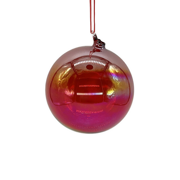 Boule en verre irisé rouge