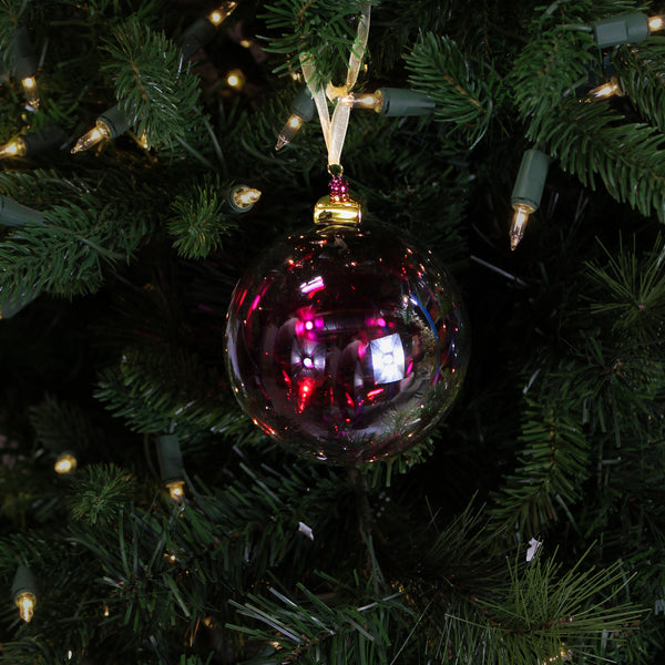 Boule en verre capuchon porcelaine violet irisé