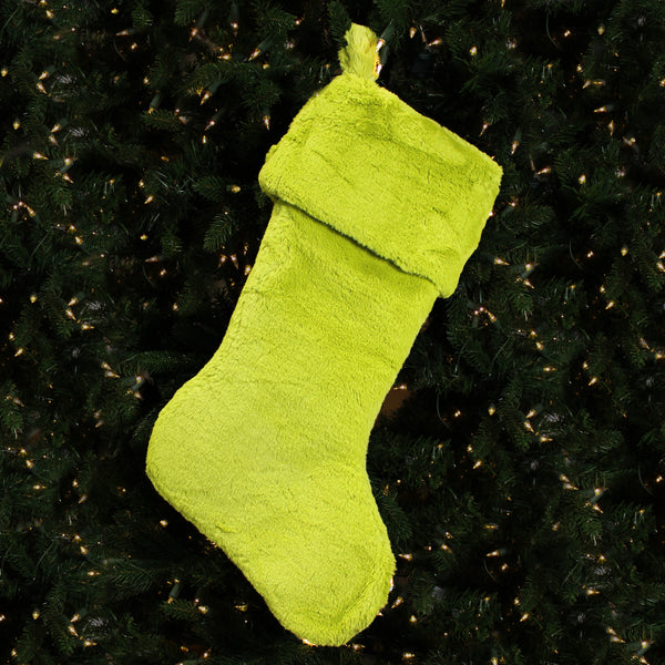 Bas de Noël en fausse fourrure vert pomme