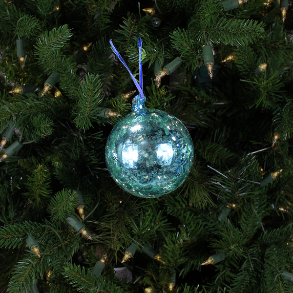 Boule en verre mercure bleu classique