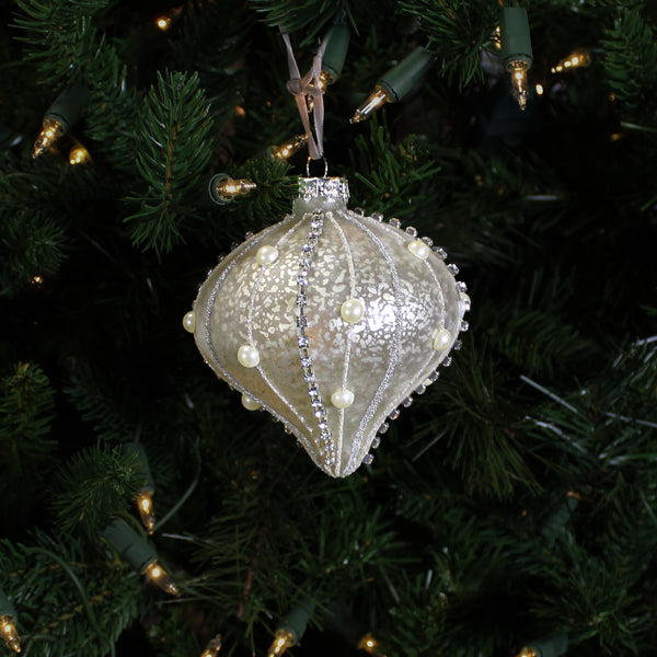 Boule en verre oignon mercure bijoux platine 4"