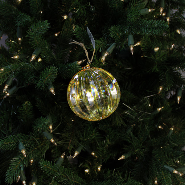 Boule en verre côtelé jaune clair 4"