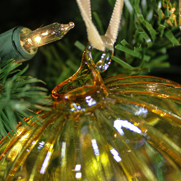 Boule en verre côtelé jaune clair 4"