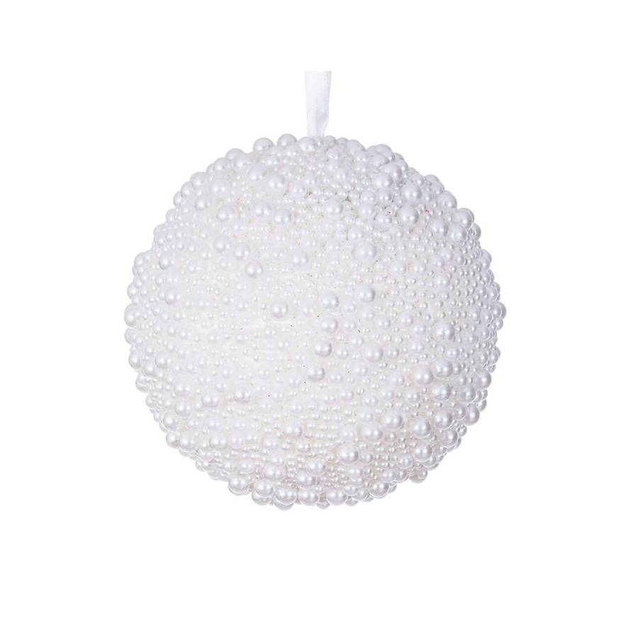 Boule de Noël blanche avec perles