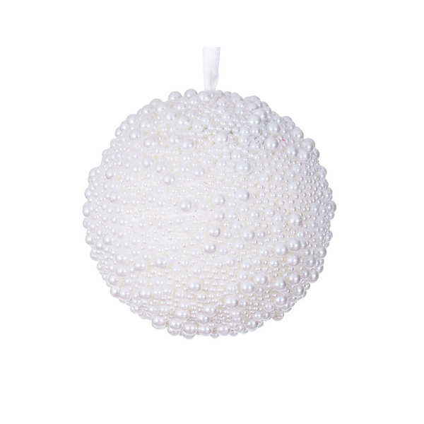 Boule de Noël blanche avec perles