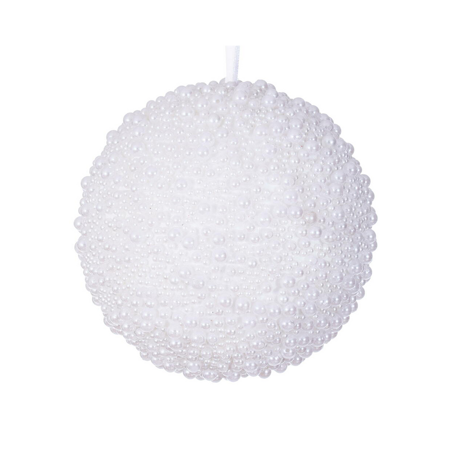 Boule de Noël blanche avec perles