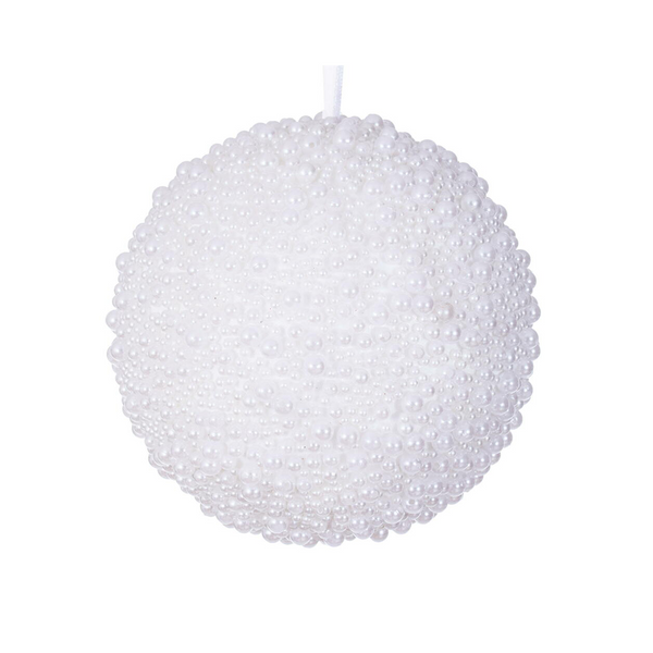 Boule de Noël blanche avec perles