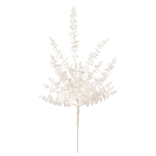 Tige artificielle d'eucalyptus enneigé blanc 28"