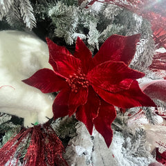 Tige de poinsettia en velours brillant rouge foncé 22"