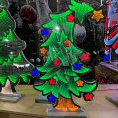 23.5" Infinity Christmas Tree with Green Base and Multi-Colored Lights