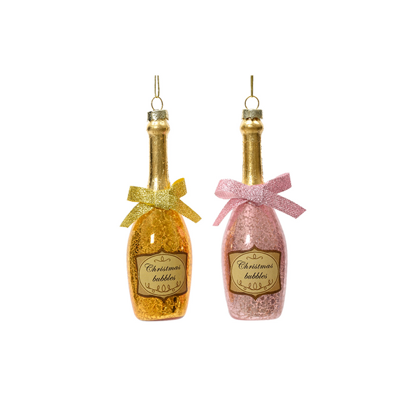 Assorted glass champagne bottle ornament