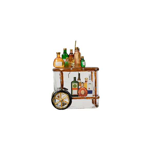 Glass mini bar ornament on wheels