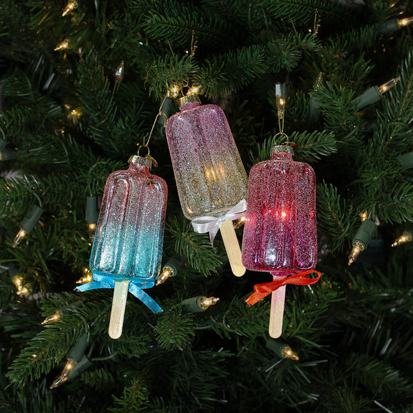 Ornement popsicle en verre givré
