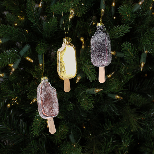 Ornement glace chocolatée en verre