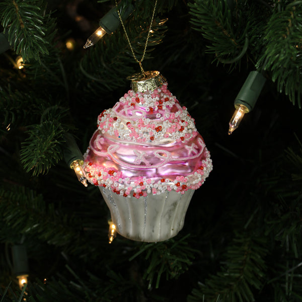 Ornement muffin en verre pastel