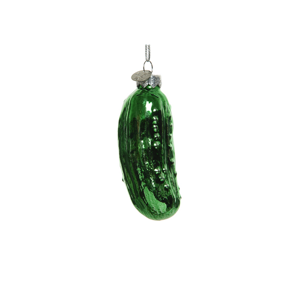 Green glass pickle ornament