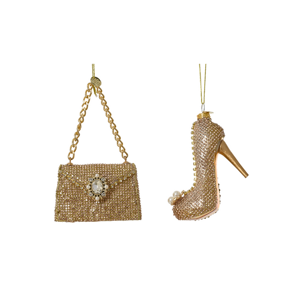 Gold glass handbag or pump ornament