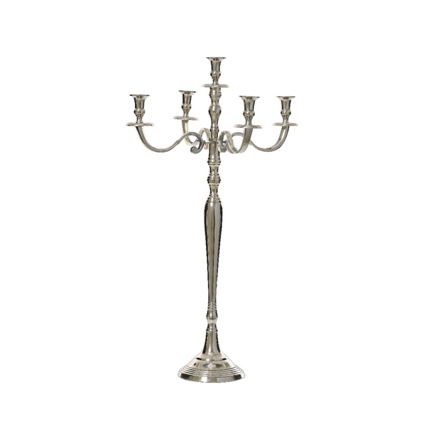 Chandelier argent 5 branches en aluminium 80 cm