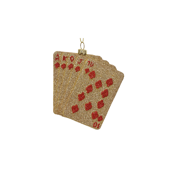 Ornement cartes à jouer de Noël scintillantes