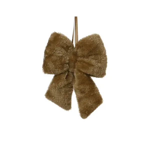 Ornement boucle en fausse fourrure brune