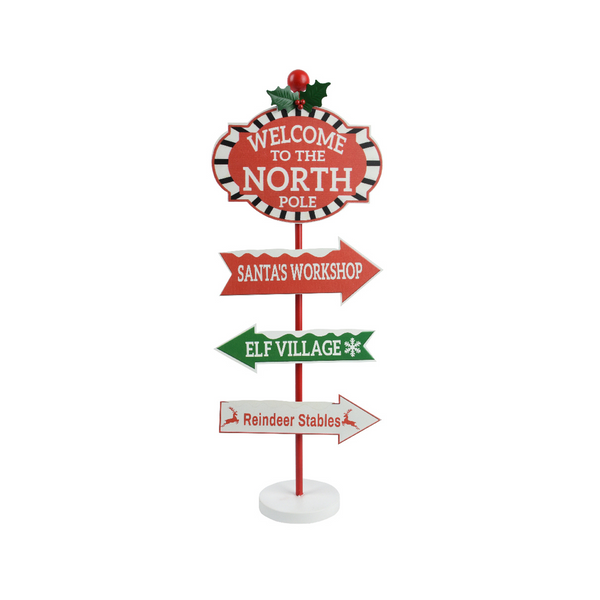 Enseigne décorative de Noël direction Pôle Nord