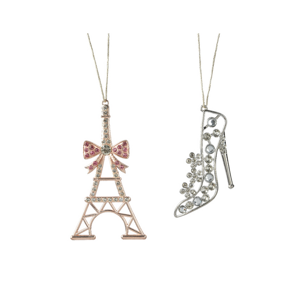 Eiffel Tower ornament or Christmas rhinestone pump