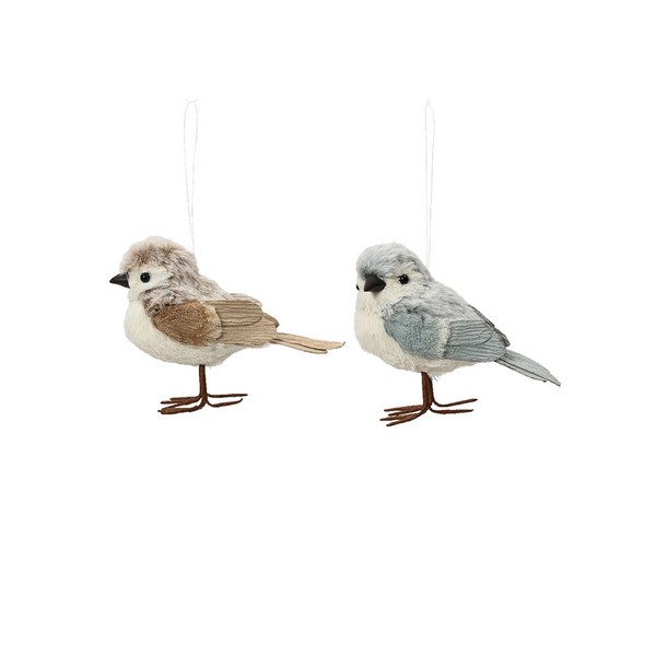 Oiseau en polyrésine brun et gris