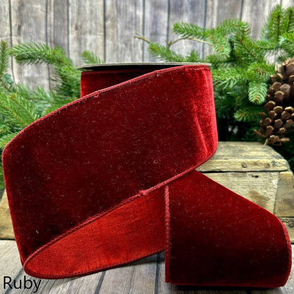 Ruban luxueux velours dos soie rubis rubis 10 cm x 9 m
