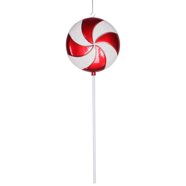 Bonbon sucette rouge et blanc 24"