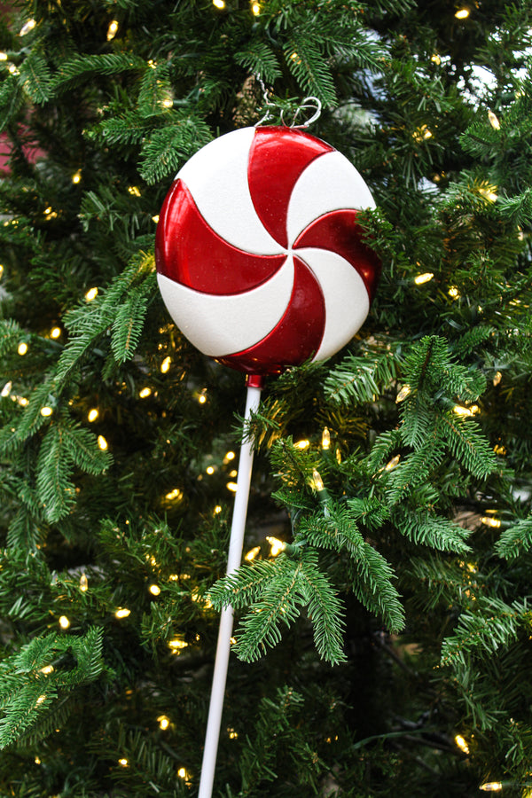 Bonbon sucette rouge et blanc 17"