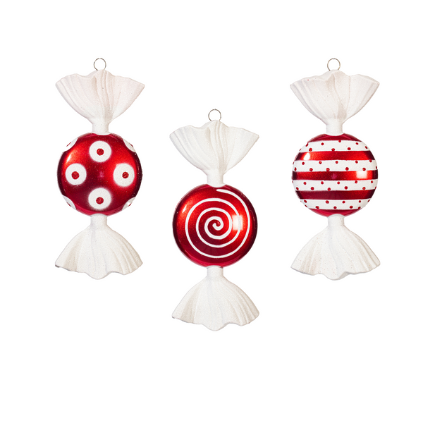 Bonbon avec paillettes rouge et blanc 7"