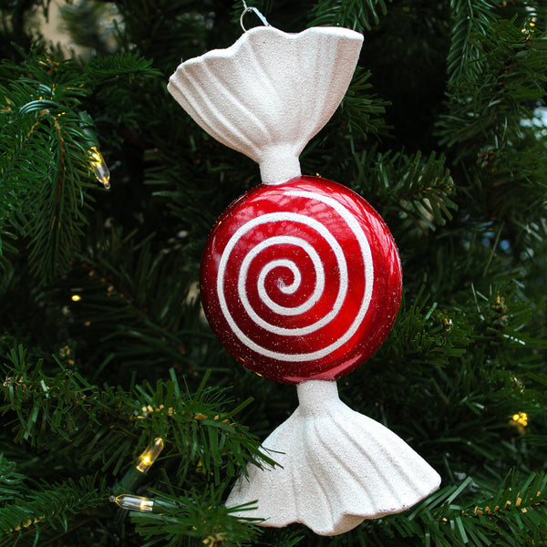 Bonbon avec paillettes rouge et blanc 7"