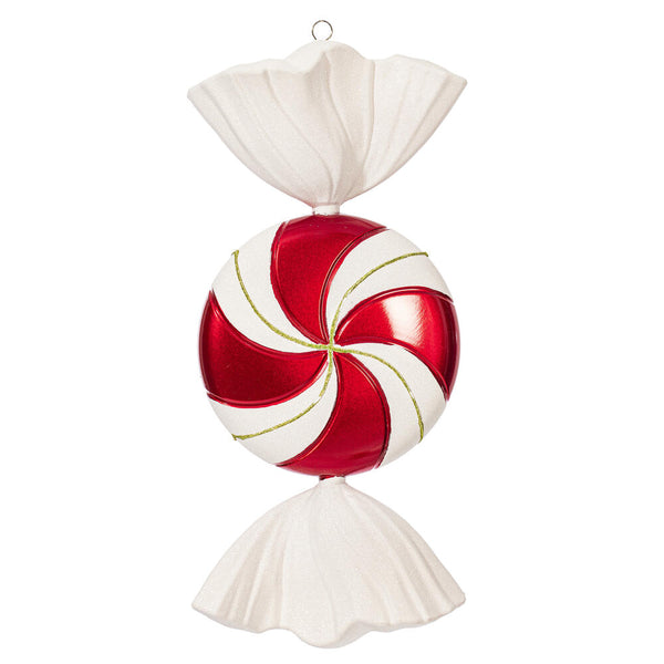 Bonbon spirale avec paillettes rouge et blanc 18,5"