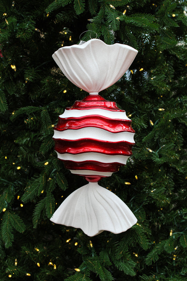 Bonbon rouge et blanc rayures ondulées 18,5"