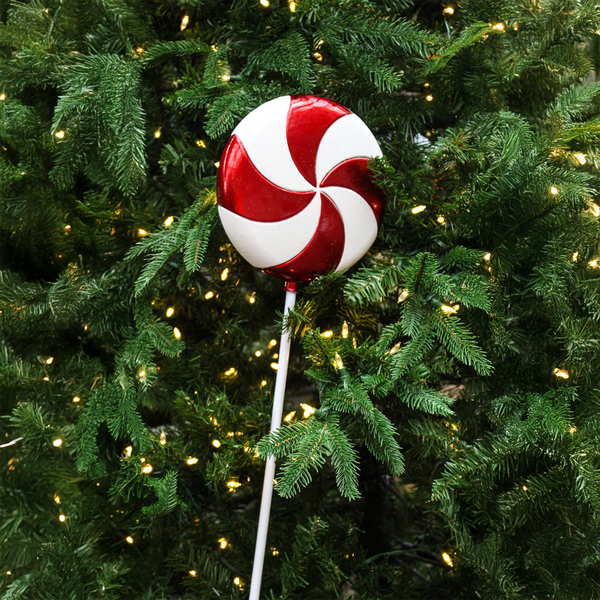 Bonbon sucette rouge et blanc 17"