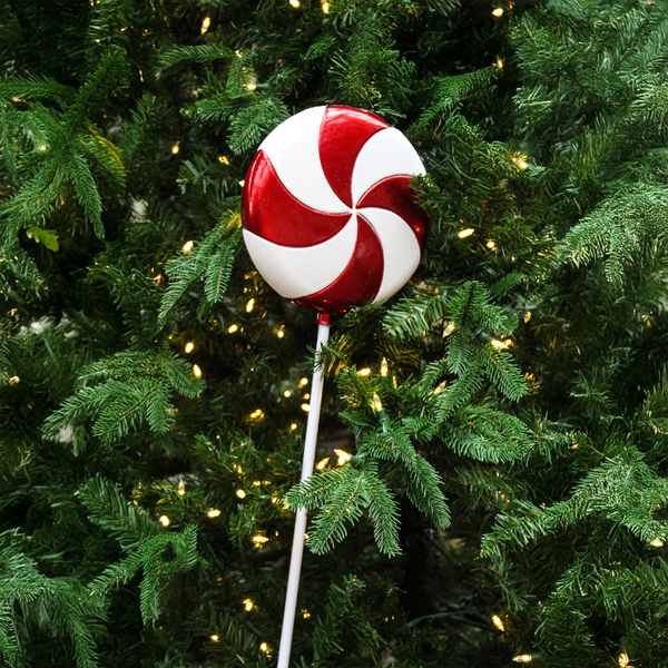 Bonbon sucette rouge et blanc 24"