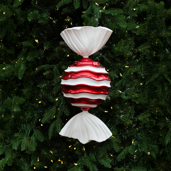 Bonbon rouge et blanc rayures ondulées 18,5"