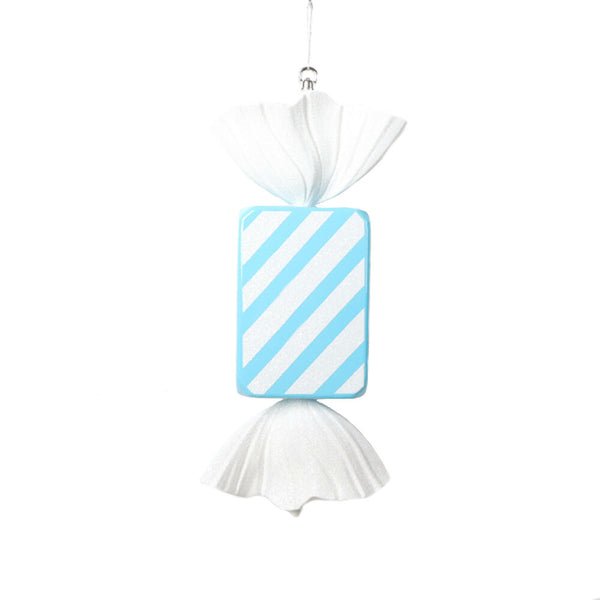 Bonbon rectangle rayé bleu pâle 18,4"