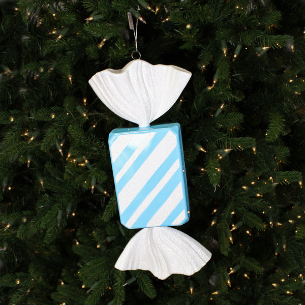 Bonbon rectangle rayé bleu pâle 18,4"